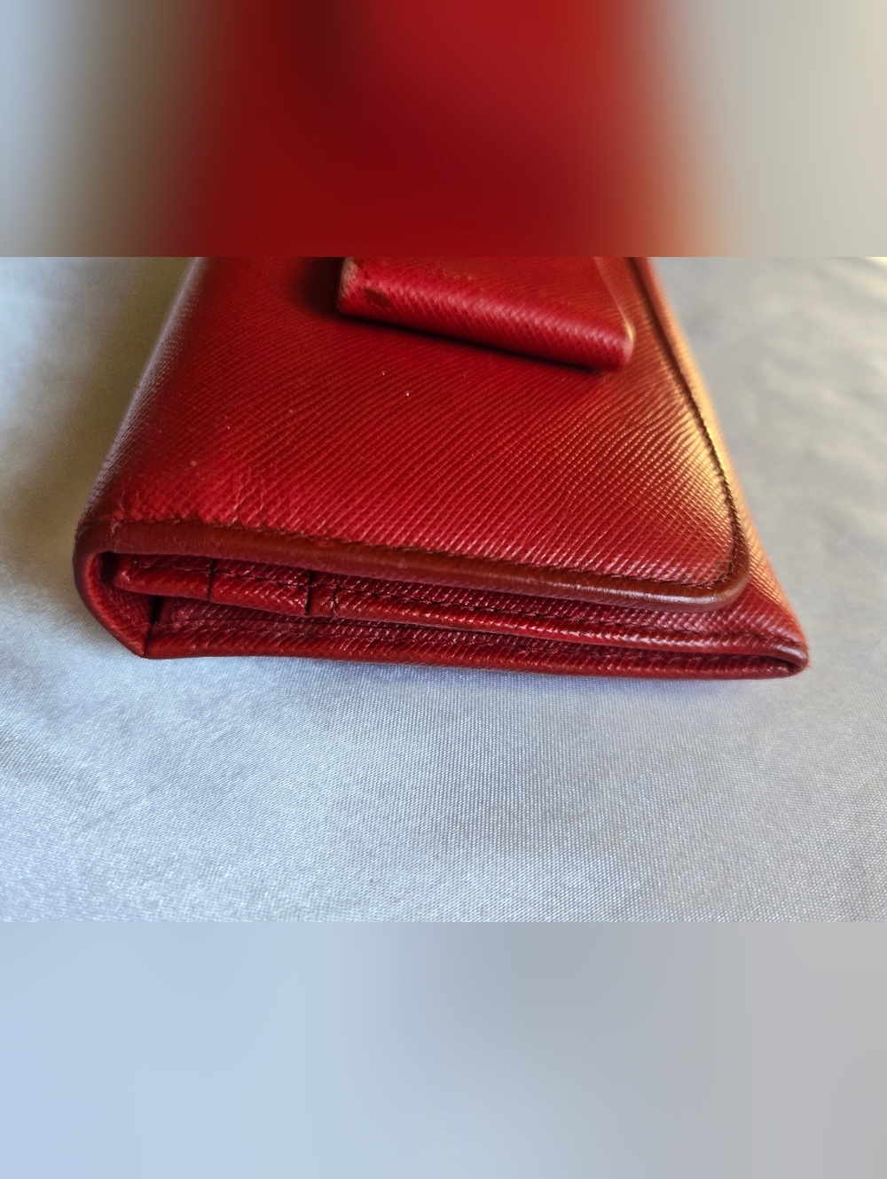 Prada Red Saffiano Bow Clutch Wallet COA Included - Picture 5 of 13